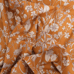 Beige Floral Print Poplin on a Caramel Background - Maison Klem