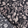 Taupe Floral Print Poplin on a Black Background - Maison Klem