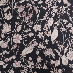 Taupe Floral Print Poplin on Black Background - Maison Klem