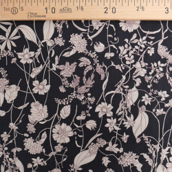 Popeline Imprimé Fleur Taupe Fond Noir - Maison Klem