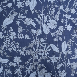 Blue Floral Print Poplin on Navy Background - Maison Klem