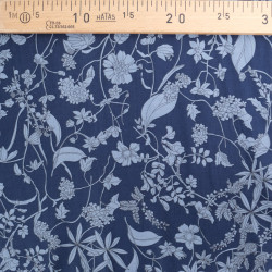 Popeline Imprimé Fleur Bleu Fond Marine - Maison Klem