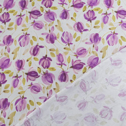 Purple Printed Poplin on White Background  - Maison Klem