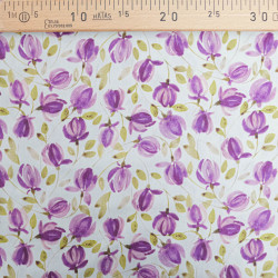 Purple Printed Poplin on White Background  - Maison Klem