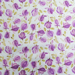 Violet-Printed Poplin on a White Background - Maison Klem