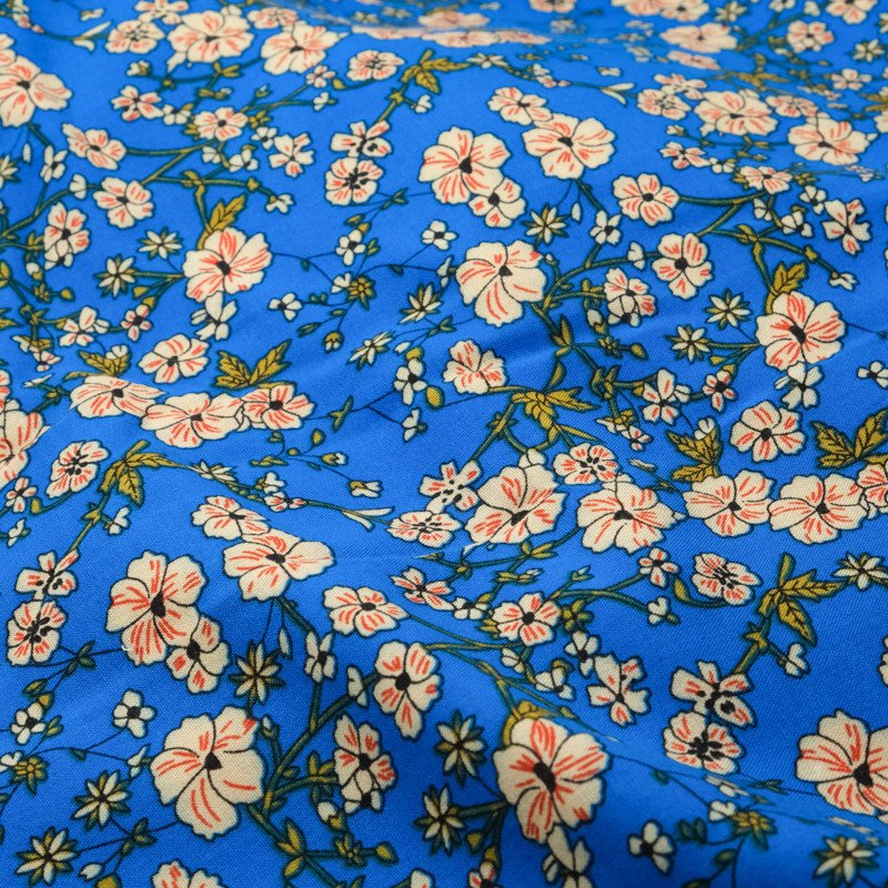 Brigitte Blue Printed Viscose - Maison Klem
