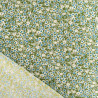 Viscose with a small blue floral print on a khaki background - Maison Klem