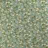 Viscose with a small blue floral print on a khaki background - Maison Klem