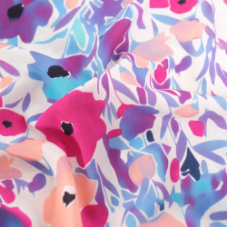 Viscose Imprimé Fleurs Roses et Mauves - Maison Klem