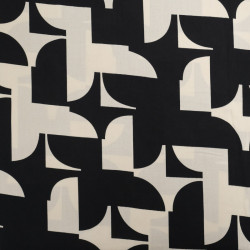 Beige and Black Viscose with Geometric Pattern - Maison Klem