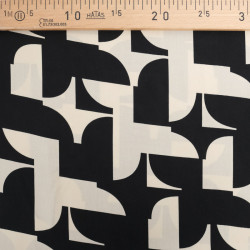 Beige and Black Viscose with Geometric Pattern - Maison Klem