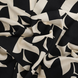 Beige and Black Viscose with Geometric Pattern - Maison Klem
