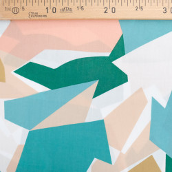 Viscose Abstract Geometric Pattern Blue Green Beige Nude - Maison Klem