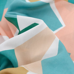 Viscose with Abstract Geometric Pattern in Blue, Green, Beige, and Nude - Maison Klem