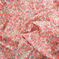 Viscose Petite Fleur Champêtre Corail - Maison Klem