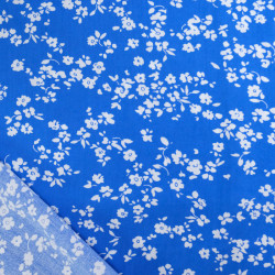 Royal Blue Viscose with Small White Flowers - Maison Klem