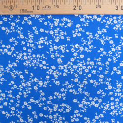 Royal Blue Viscose with Small White Flowers - Maison Klem