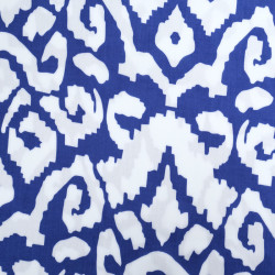 White and Navy Blue Ethnic-Print Viscose - Maison Klem