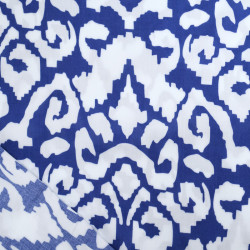 White and Navy Blue Ethnic-Print Viscose - Maison Klem