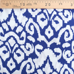 White and Navy Blue Ethnic-Print Viscose - Maison Klem