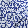White and Navy Blue Ethnic-Print Viscose - Maison Klem