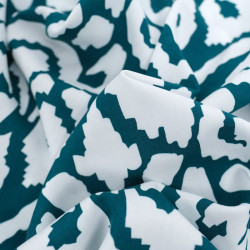 White and Emerald Ethnic-Print Viscose - Maison Klem