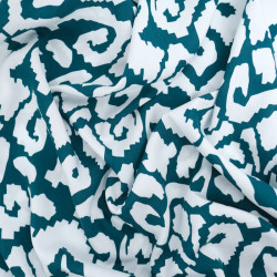 Viscose Motif Ethnique Blanc et Emeraude - Maison Klem