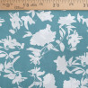Blue-Green Viscose with White Flowers - Maison Klem