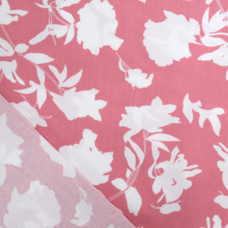 Viscose Vieux Rose Fleurs Blanches - Maison Klem