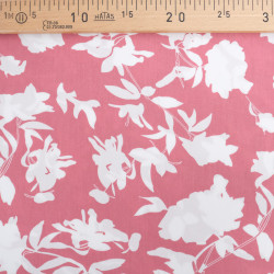 Viscose Vieux Rose Fleurs Blanches - Maison Klem