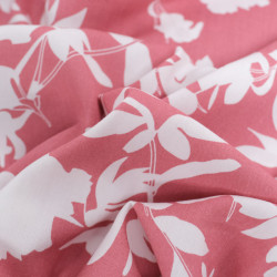 Viscose Old Rose White Flowers - Maison Klem