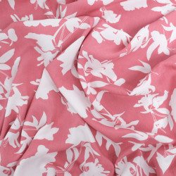 Viscose Old Rose White Flowers - Maison Klem