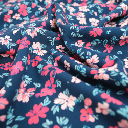 Ecovero Viscose with Fuchsia Floral Print - Maison Klem