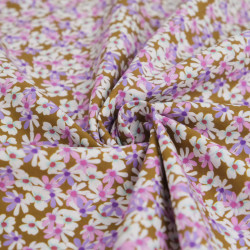 Khaki-Background Daisy-Print Poplin - Maison Klem
