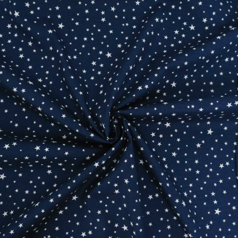 Navy-Printed Poplin with Star Pattern - Maison Klem