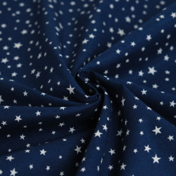 Navy-Printed Poplin with Star Pattern - Maison Klem