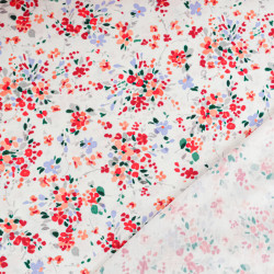 Jersey Viscose Elasthanne Imprimé Fleurs Rouges Bleues - Maison Klem