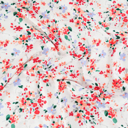 Jersey in viscosa ed elastan con stampa a fiori rossi e blu - Maison Klem