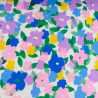 Viscosa estampada con flores rosas, malvas y azules - Maison Klem