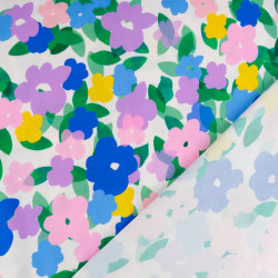Viscosa con stampa a fiori rosa, malva e blu - Maison Klem
