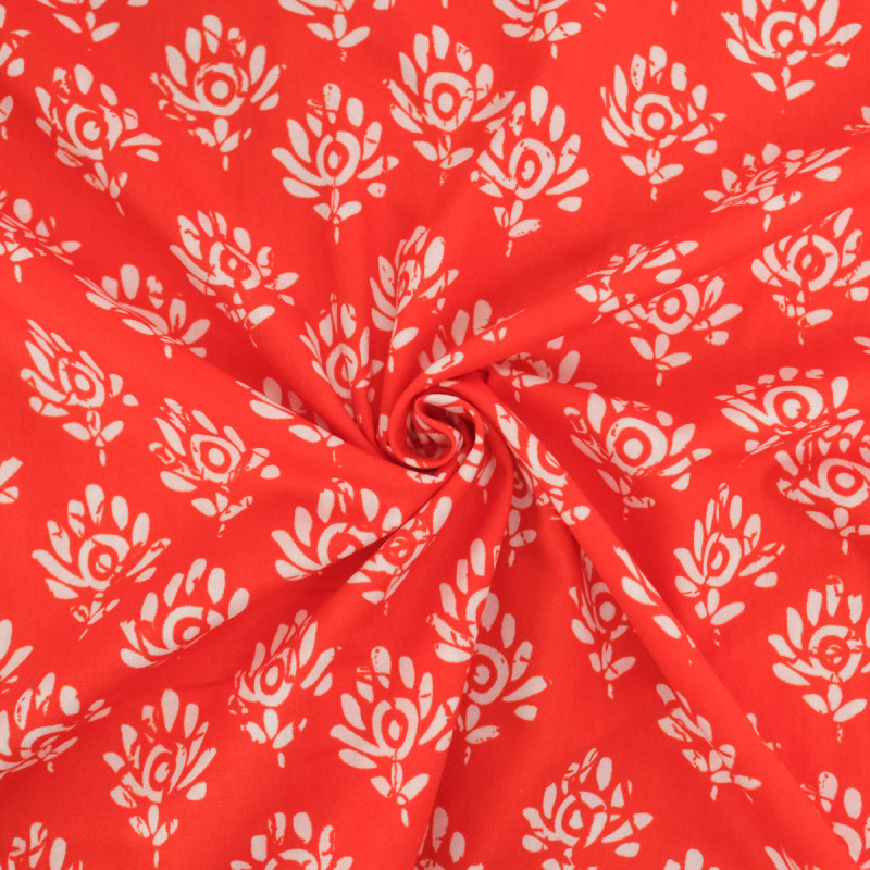 Katoenen popeline met Indiase inspiratie Jaipur Mandarine - Maison Klem