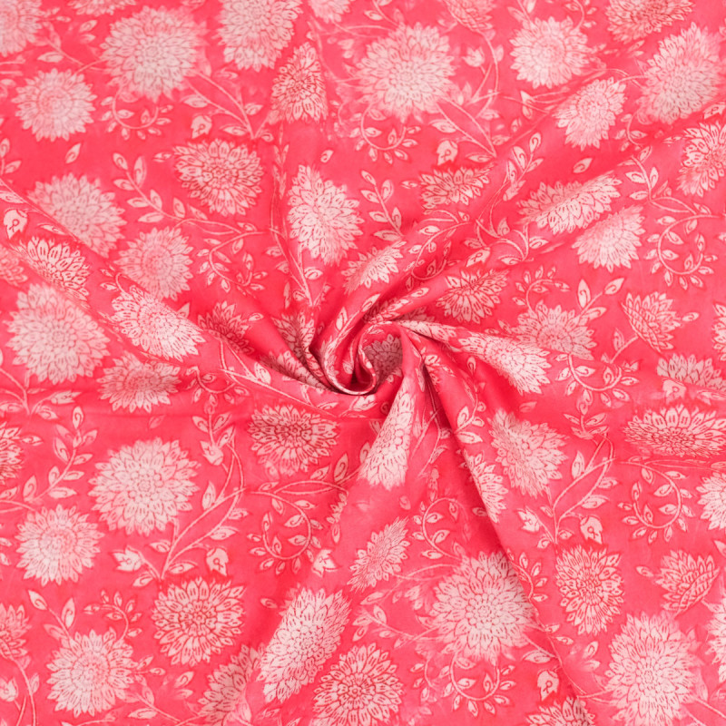 Katoenen popeline met Indiase inspiratie, kleur: roze - Maison Klem