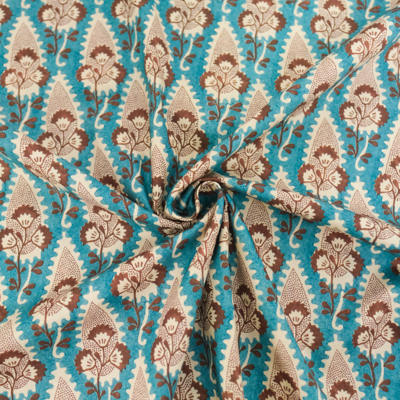 Katoenen popeline met Indiase inspiratie, elegant blauw - Maison Klem