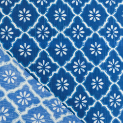 Popelín de algodón de inspiración tradicional india, azul - Maison Klem