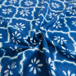 Popeline de Coton Inspiration Indienne Tradition Bleu - Maison Klem