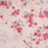 Popelín de algodón estampado con flores rojas sobre fondo rosa - Maison Klem
