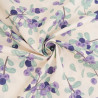Cotton Poplin with Purple Floral Print on a Beige Background - Maison Klem
