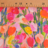 Popelín de algodón estampado Floralie verde y rojo - Maison Klem