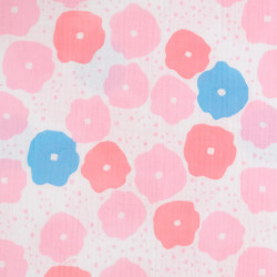 Double Gaze Imprimé Fleurs Roses Bleues