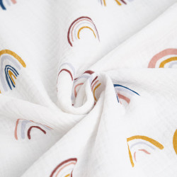 Dubbelgaas met regenboogprint op ecru achtergrond - Maison Klem